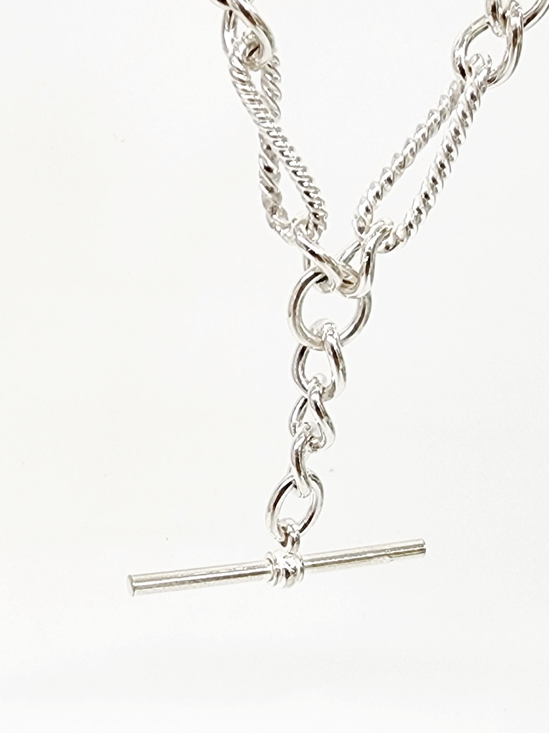 Sterling Silver 50cm Figaro Chain Necklace with T-Bar Pendant - SNK3-TWIST bulova Sterling Silver 50cm Figaro Chain Necklace with T-Bar Pendant - SNK3-TWIST bulova