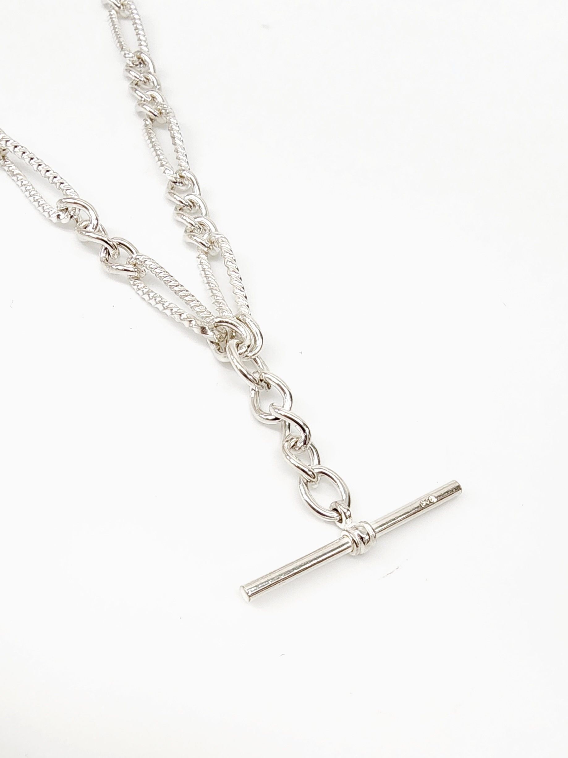 Sterling Silver 50cm Figaro Chain Necklace with T-Bar Pendant - SNK3-TWIST bulova 