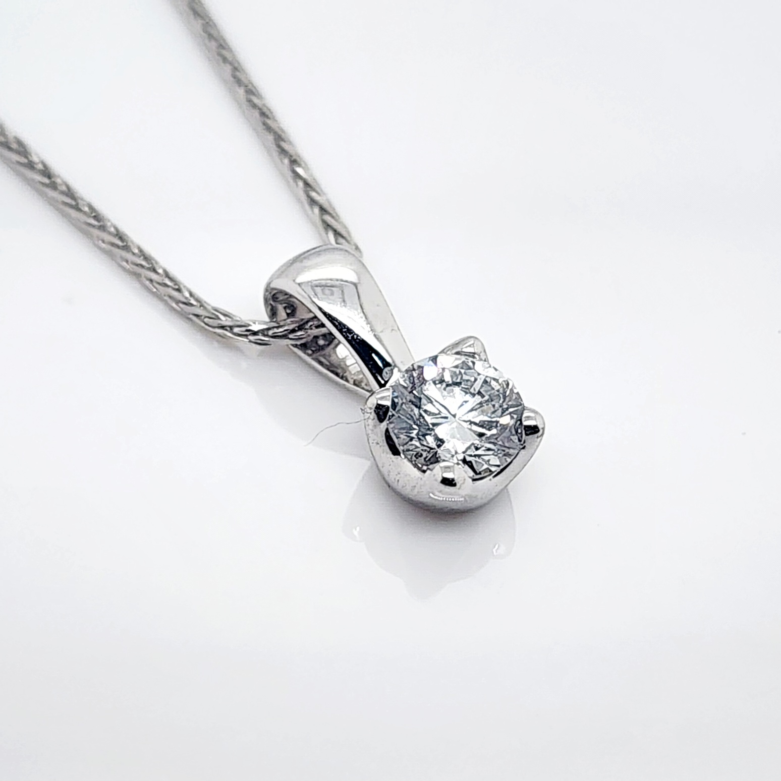 Round Brilliant 0.42ct Lab Grown Four Claw Stud Diamond Pendant 9ct White Gold - CYP1792 Gold Earrings 