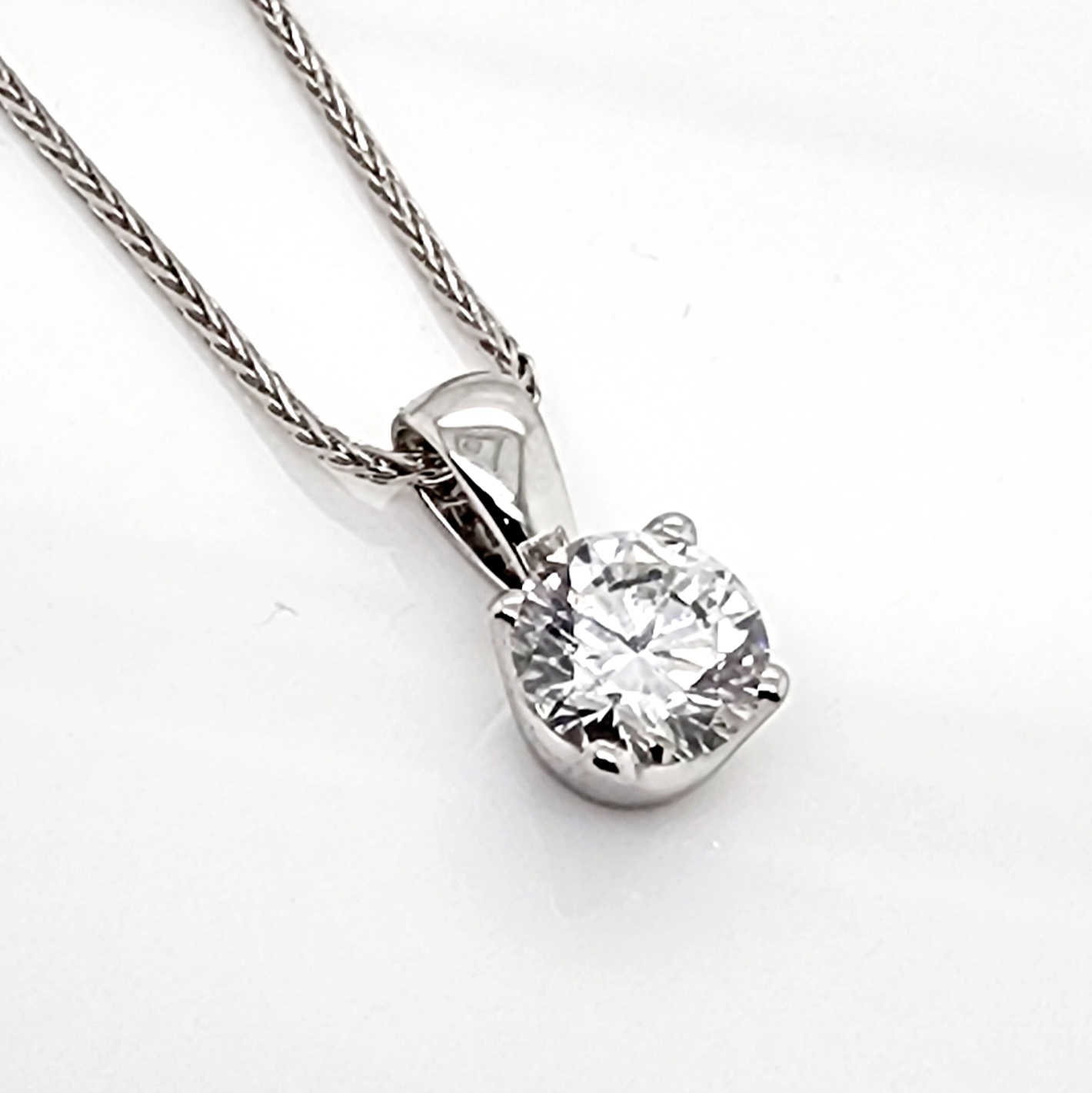 Round Brilliant 1.03ct Lab Grown Four Claw Stud Diamond Pendant 9ct White Gold - CYP3656 Gold Earrings 