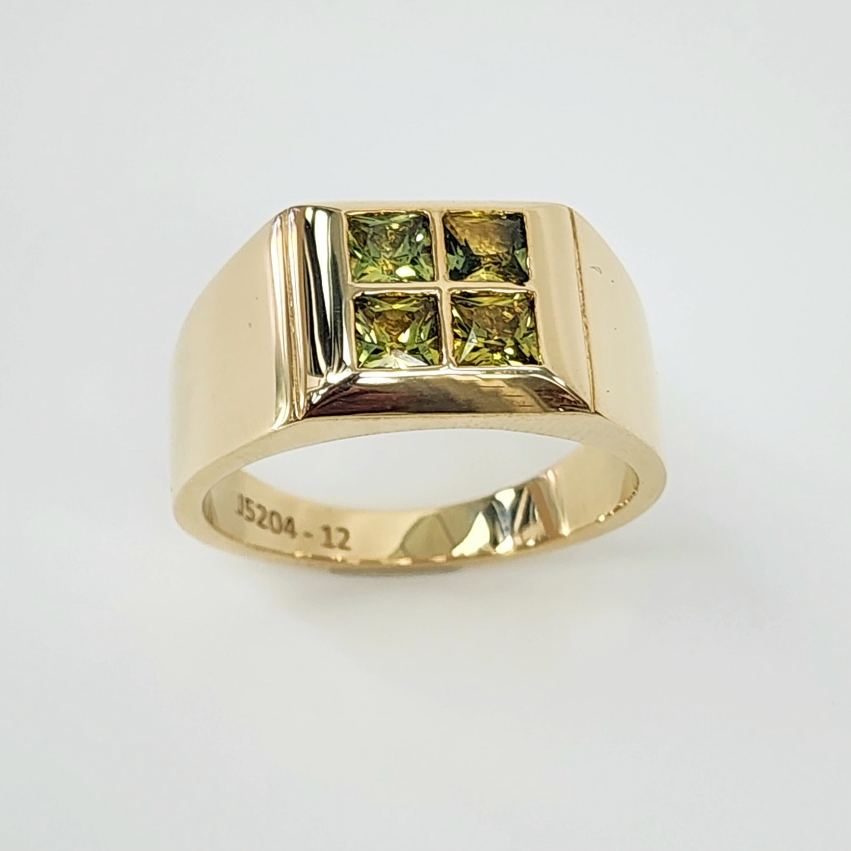 9ct Yellow Gold Gents Dress Ring with 4mm x 4mm Square Cut Australian Yellow Sapphire - JS2049CT Gold Earrings 