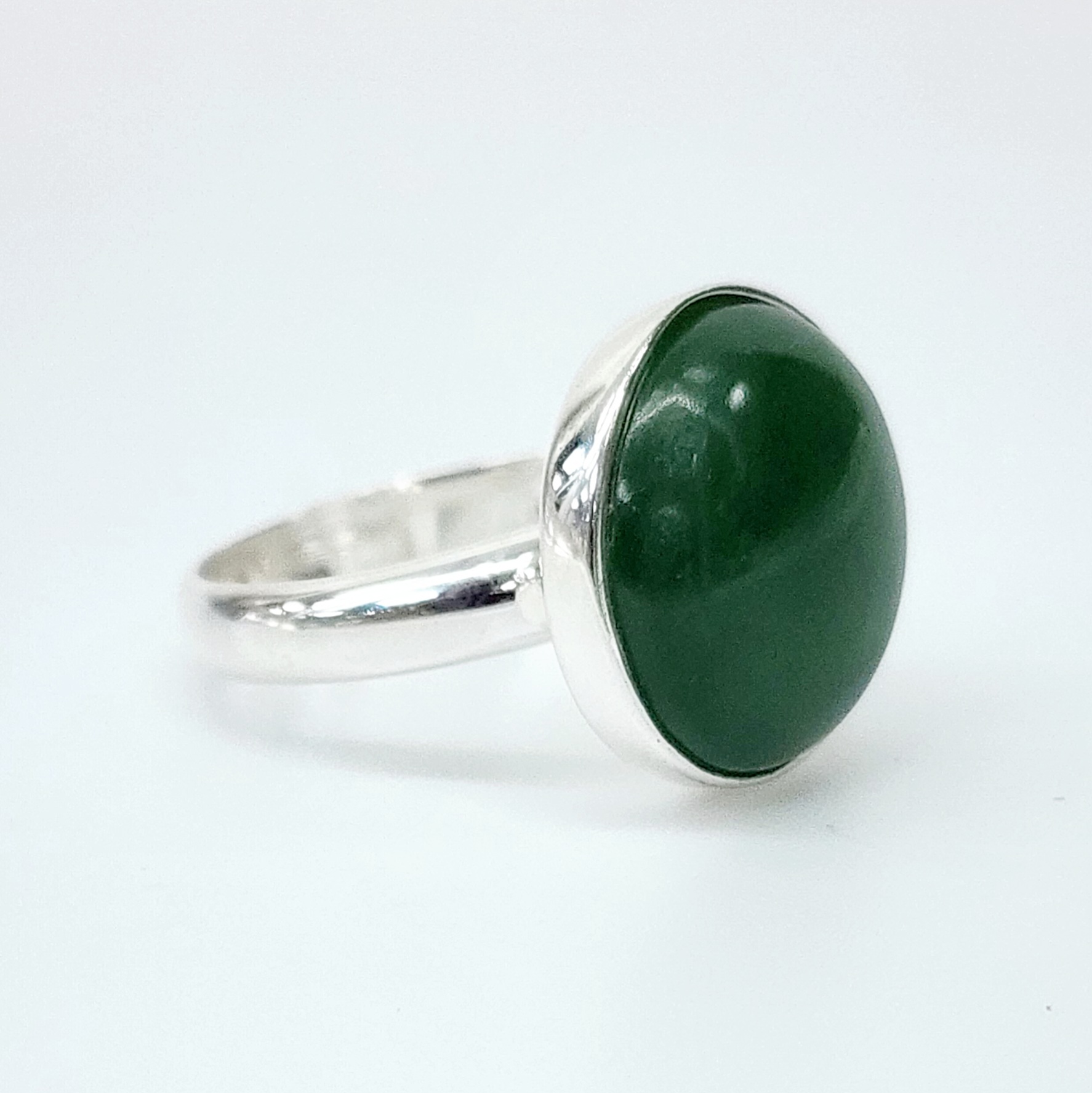 Sterling Silver NZ Greenstone Dome Ring - SSGSDTZ Gold Rings 