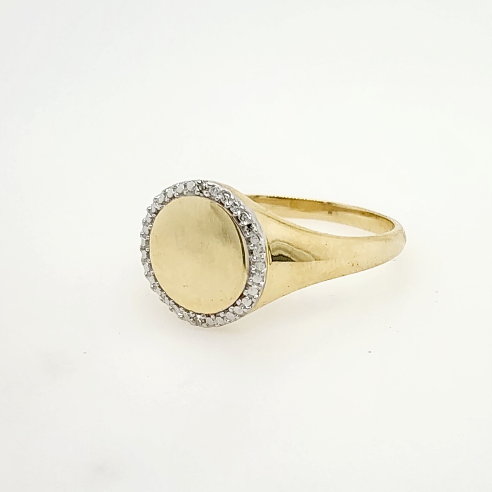 9ct Yellow Gold Pinky Signet Ring with Diamond Halo - D15071-9YG 9ct Gold Ring, Gold Jewellery, Gold Rings 