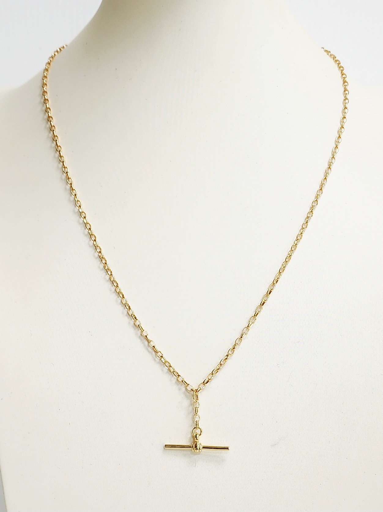 9ct Yellow Gold T-Bar Necklace – BO1 Oval Belcher, 50cm - 9YBO1FOB Gold Pendants 