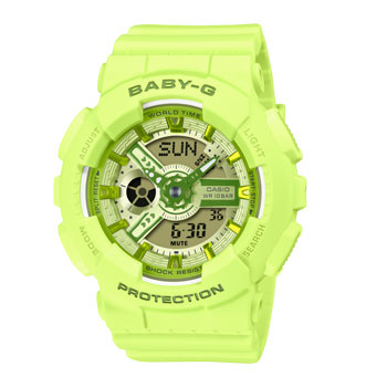 Casio Baby-G Duel Time Y2k Inspired Yellow Case & Band 100M WR Watch - BA110YK-3A G-SHOCK 