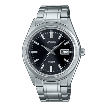 Casio Gents Analog Black Dial, Stainless Steel Case & Band - MTPB180D-1A1 Greenstone?Jewellery