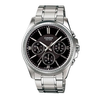Casio Gents Analog Chronograph Dial Black Dial, Stainless Steel Case & Band - MTP1375D-1A Greenstone?Jewellery