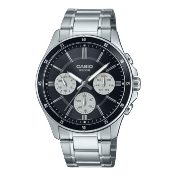 Casio Gents Analog Chronograph Dial Black Dial, Stainless Steel Case & Band - MTP1374D-1A3 Greenstone?Jewellery 