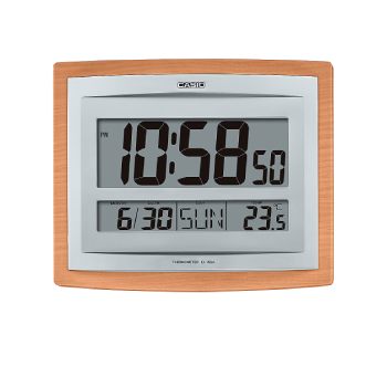 Casio Wood Grain Digital Wall Clock with Thermometer - ID15S-5D Greenstone?Jewellery 