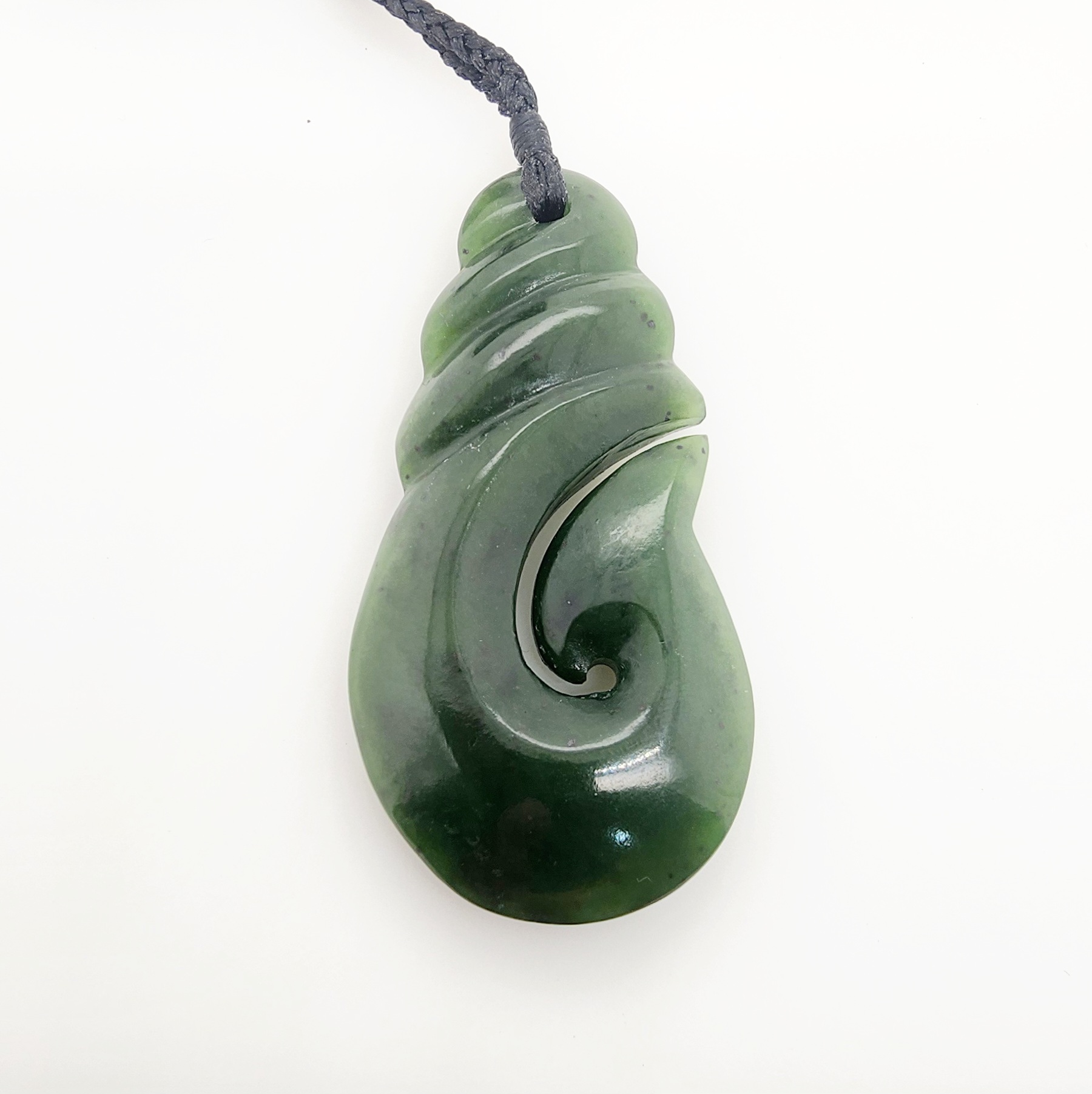 New Zealand Pounamu Large Hook with Braided Cord Necklace - JJH65.85 Greenstone?Jewellery New Zealand Pounamu Large Hook with Braided Cord Necklace - JJH65.85 Greenstone?Jewellery