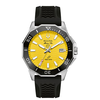 Bulova Marine Star Yellow Dial Precisionist Watch with Rubber Strap Model 200m WR - 96B431 9ct Gold Ring, Gold Jewellery, Gold Rings 