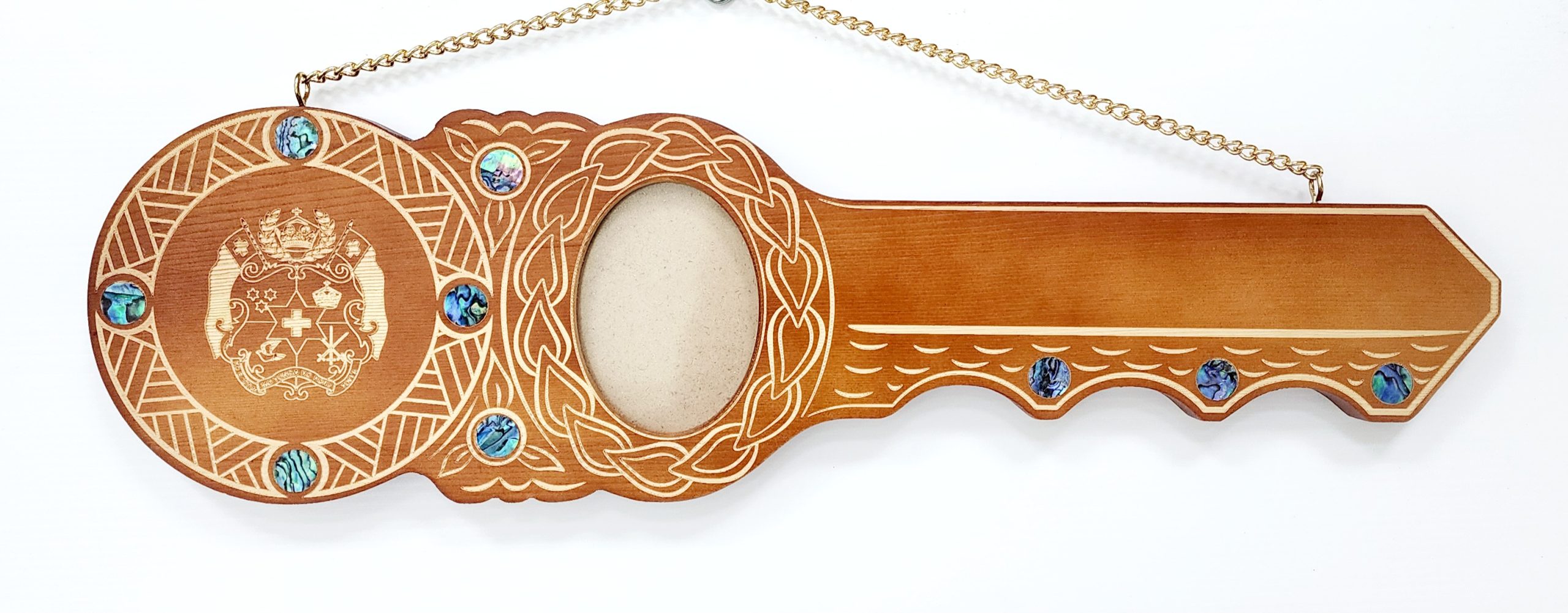 21st Island Design Key with Laser Engraved Tongan Sila & Paua Shell Inlay - Design S11 21st Keys 