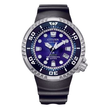 Citizen Promaster Eco-Drive Limited Edition Professional Diver's WR300 Blue Dial, Stainless Steel Case, Black Rubber Strap - BN1025-08L CASIO 