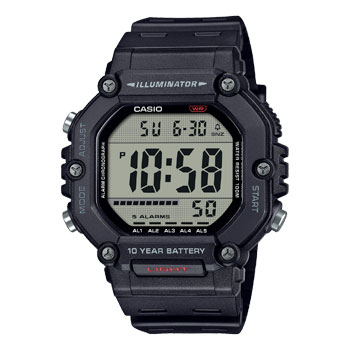 Casio 100M WR, Large Digital LED Light, Black Case & Strap, 10YR Battery - AE1600H-1A Seiko 
