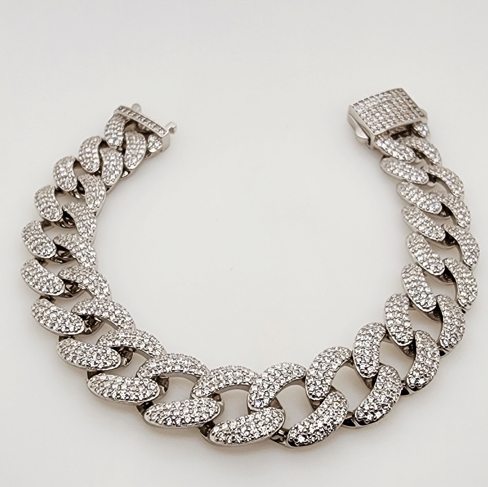 Sterling Silver Iced Cuban Link Bracelet 20cm - LX-BL0018 Seiko 