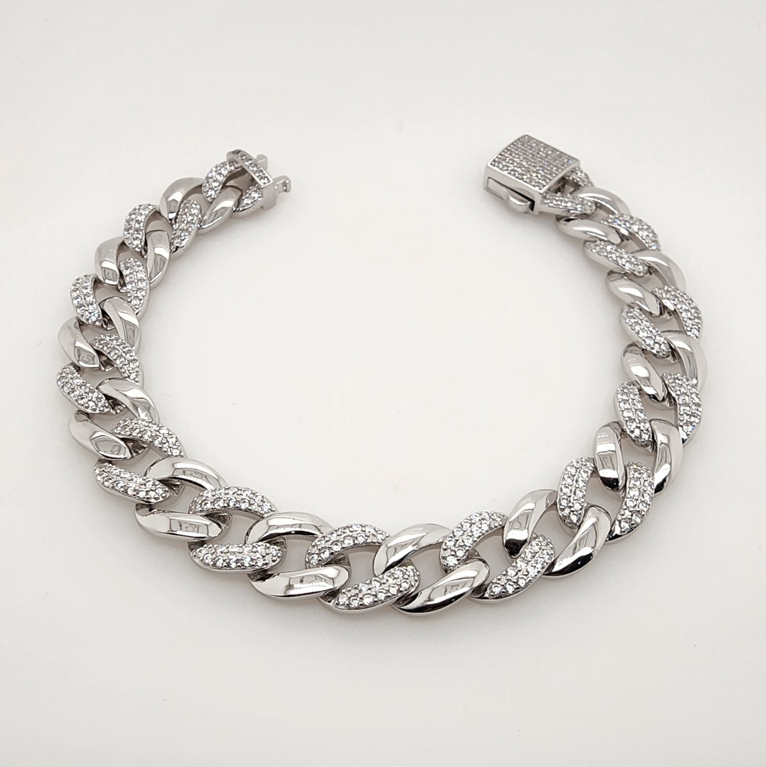 Sterling Silver Iced Cuban Link Bracelet 20cm - LX-BL0013 Seiko 