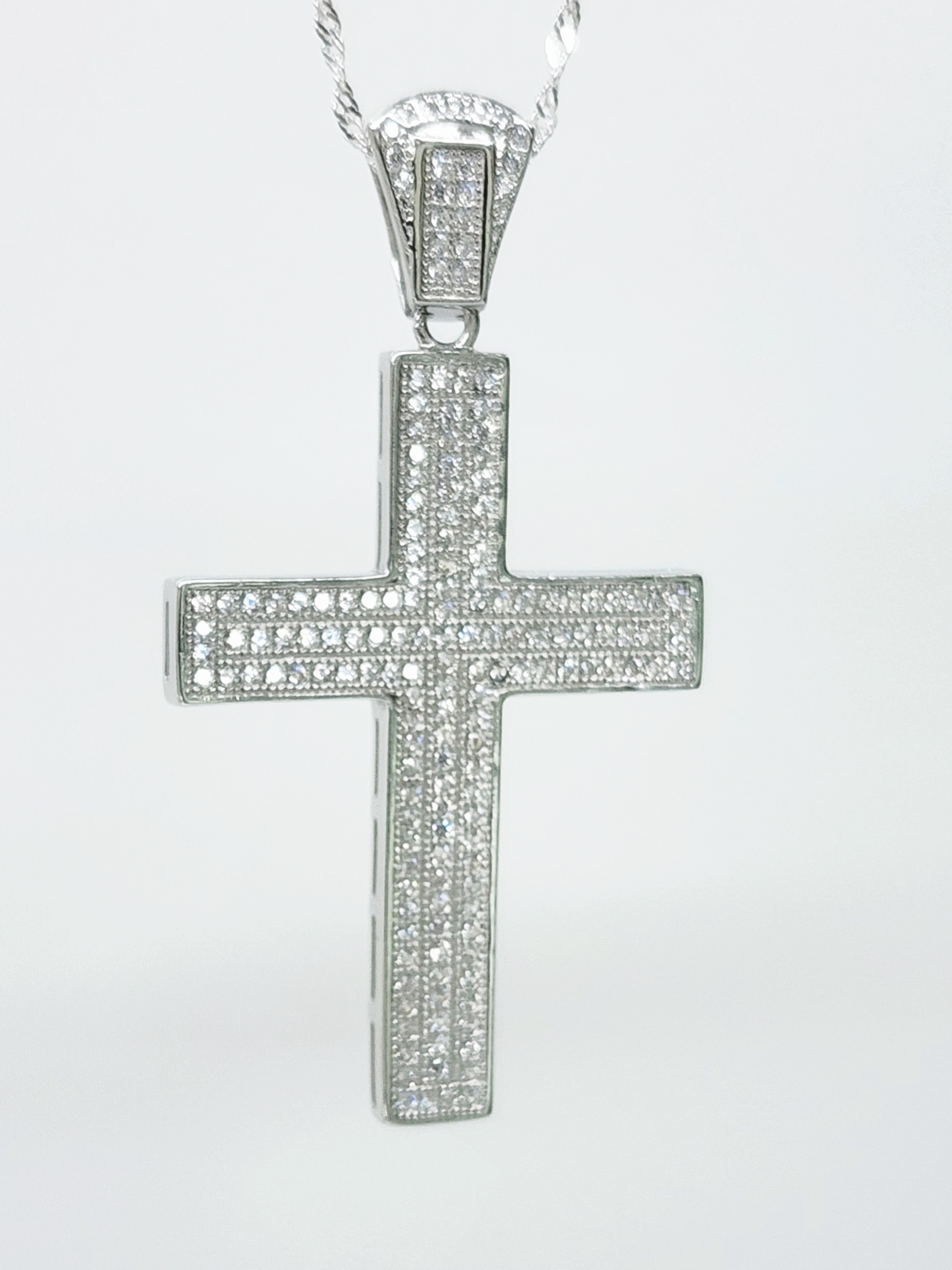 Sterling Silver Large Full Cubic Zirconia Set Cross Pendant - P00963 Seiko Sterling Silver Large Full Cubic Zirconia Set Cross Pendant - P00963 Seiko