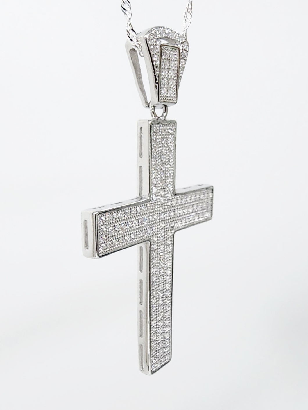 Sterling Silver Large Full Cubic Zirconia Set Cross Pendant - P00963 Seiko Sterling Silver Large Full Cubic Zirconia Set Cross Pendant - P00963 Seiko