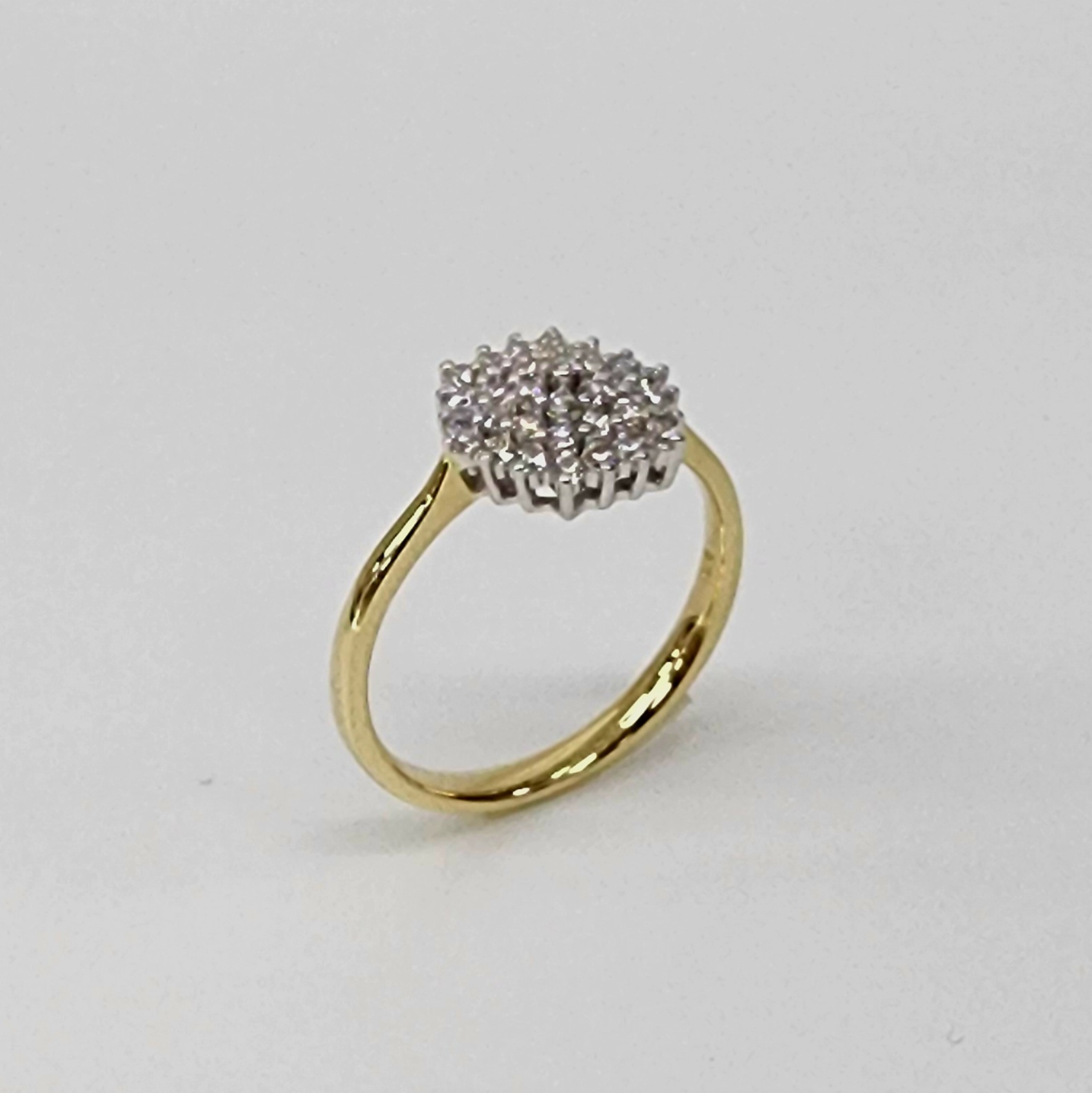 9ct Yellow/White Gold Hexagon Cubic Zirconia Cluster Ring - CYR1849 Gold Rings 
