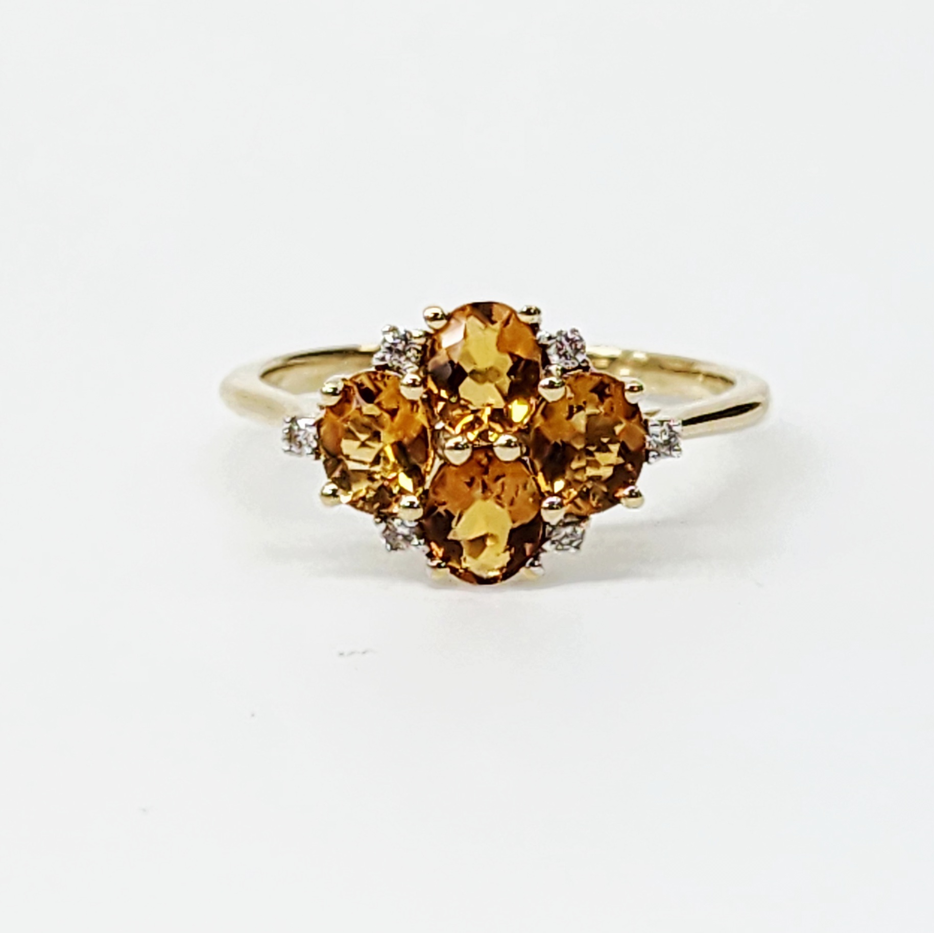9ct Yellow Gold 1.10ct Citrine  & Diamond Cluster Ring - CYR8227CITRN Gold Rings 