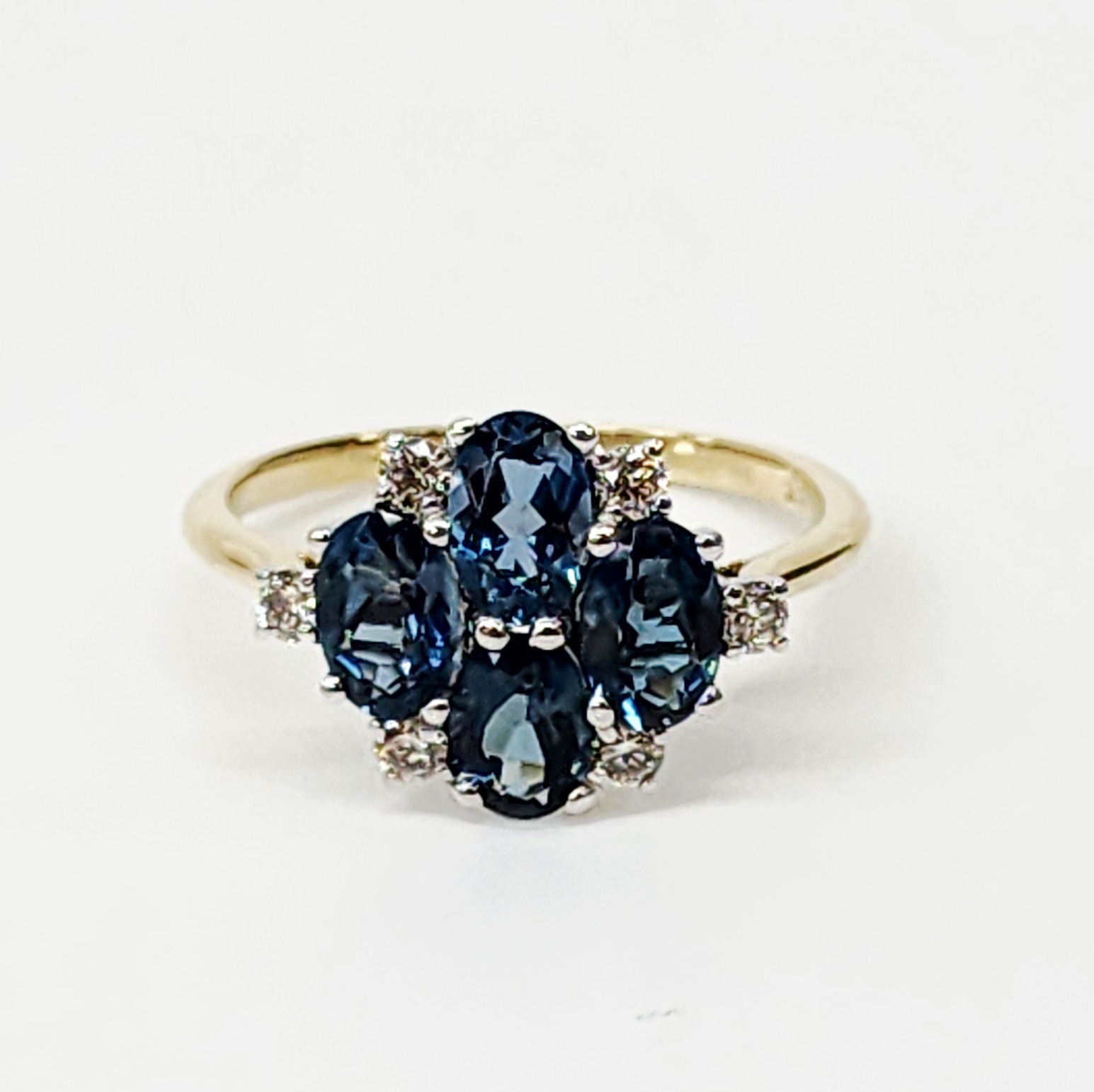 9ct Yellow Gold 2.32ct London Topaz & Diamond Cluster Ring - CYR8195LONTOP Gold Rings 