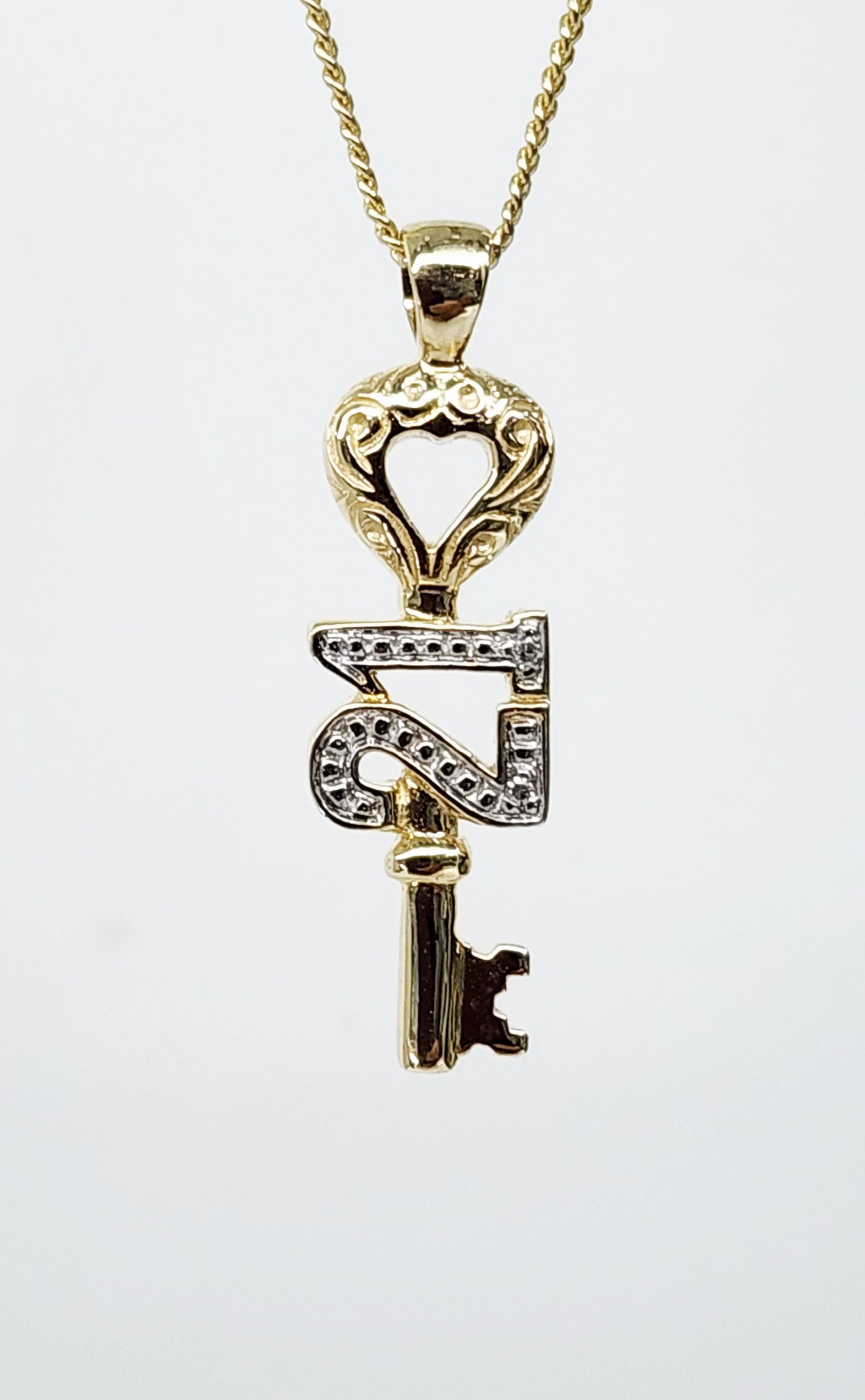 9ct Yellow Gold 21st Diamond Birthday Key Pendant - D4489 Gold Pendants 