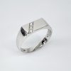 9ct White Gold Gents Signet Ring with Diamond Setting