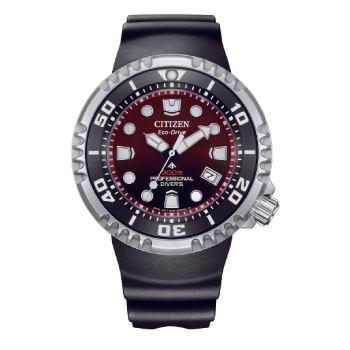 Citizen Promaster Eco-Drive Professional Diver's WR300 Red Dial, Stainless Steel Case, Black Rubber Strap - BN1024-01Z CASIO 