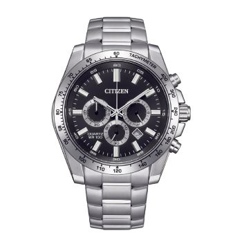 Citizen Quartz Sports Chronograph 100M WR Black Dial, Stainless Steel Case & Band - AN8230-59E CASIO 