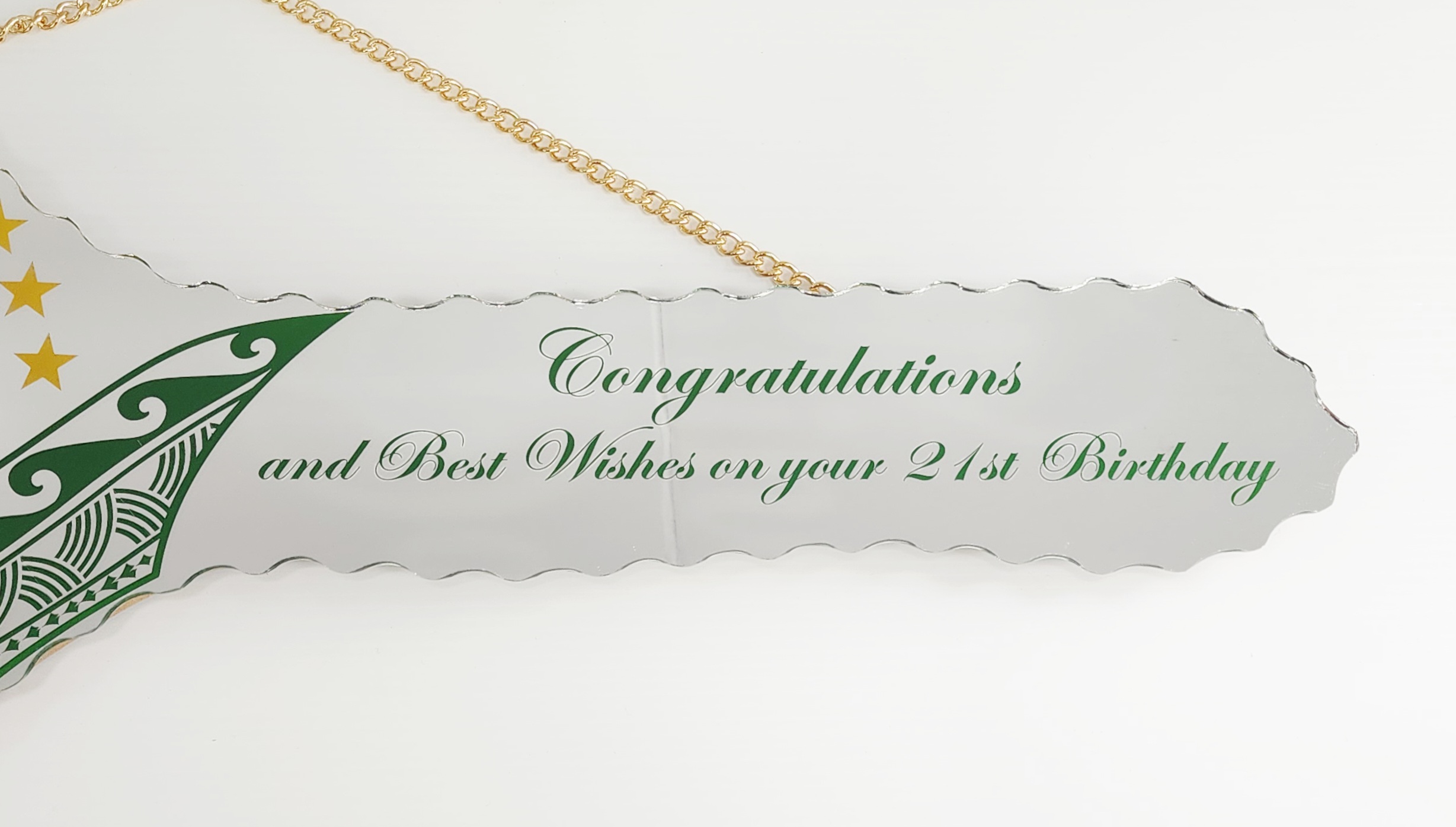 Cook Island Design with 15 Golden Stars 21st Mirror / Glass Photo Birthday Key - SJ2413 21ST MIRROR KEYS Cook Island Design with 15 Golden Stars 21st Mirror / Glass Photo Birthday Key - SJ2413 21ST MIRROR KEYS