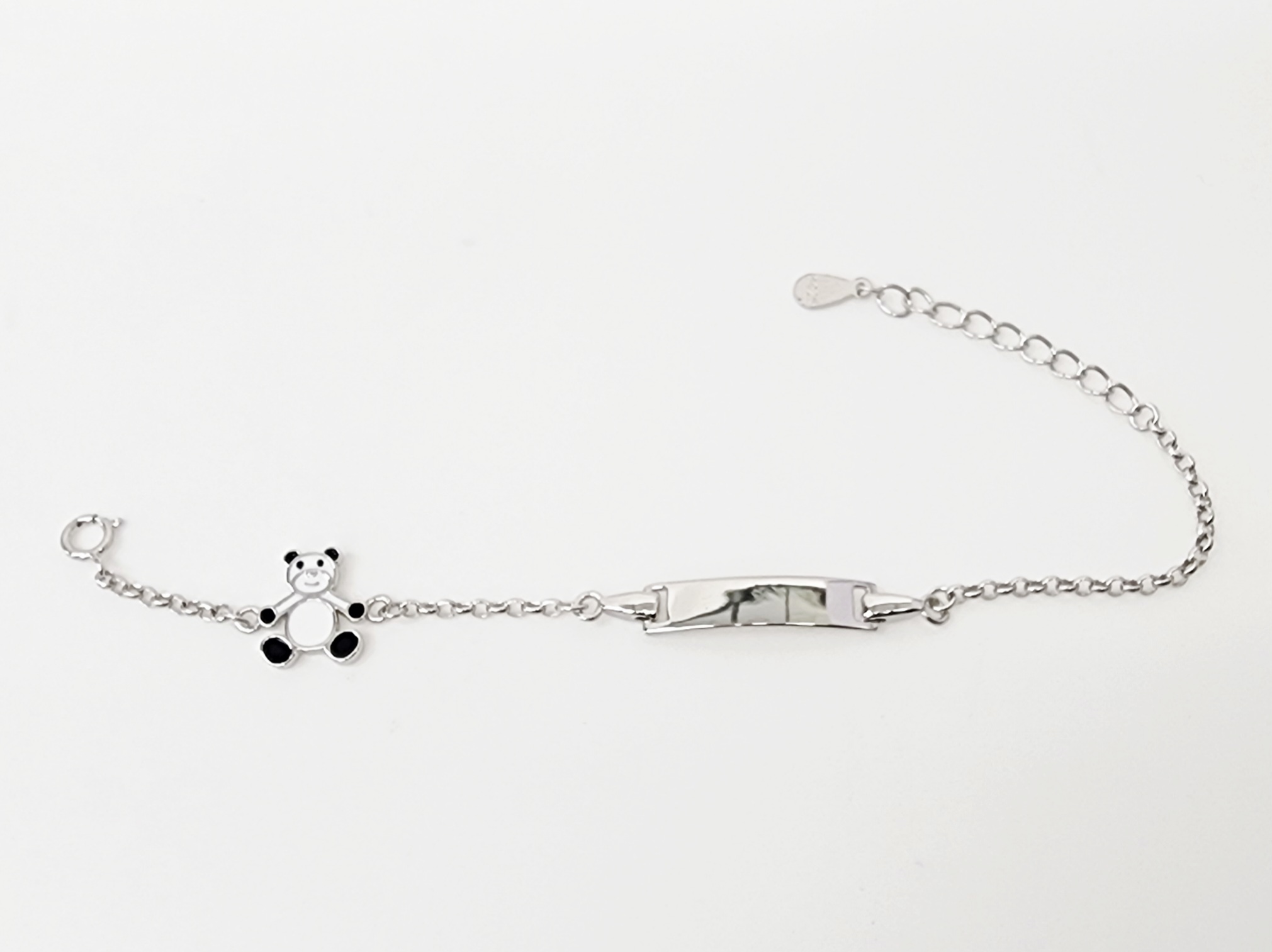 Sterling Silver Kids ID Bracelet with Multicolour Teddy Bear - SSIDKID03 Greenstone?Jewellery 