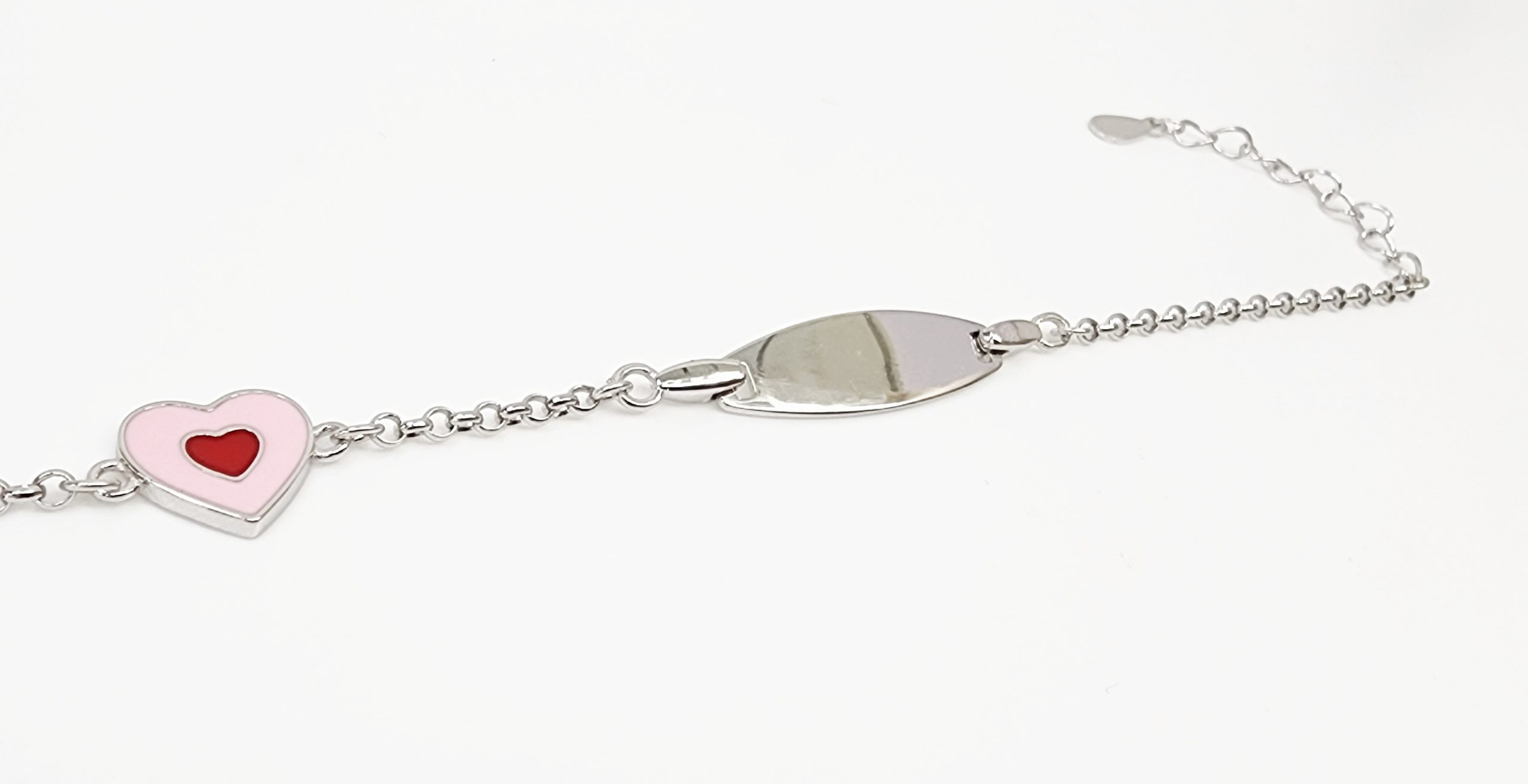 Sterling Silver Kids ID Bracelet with Multicolour Heart - SSIDKID05 Greenstone?Jewellery 