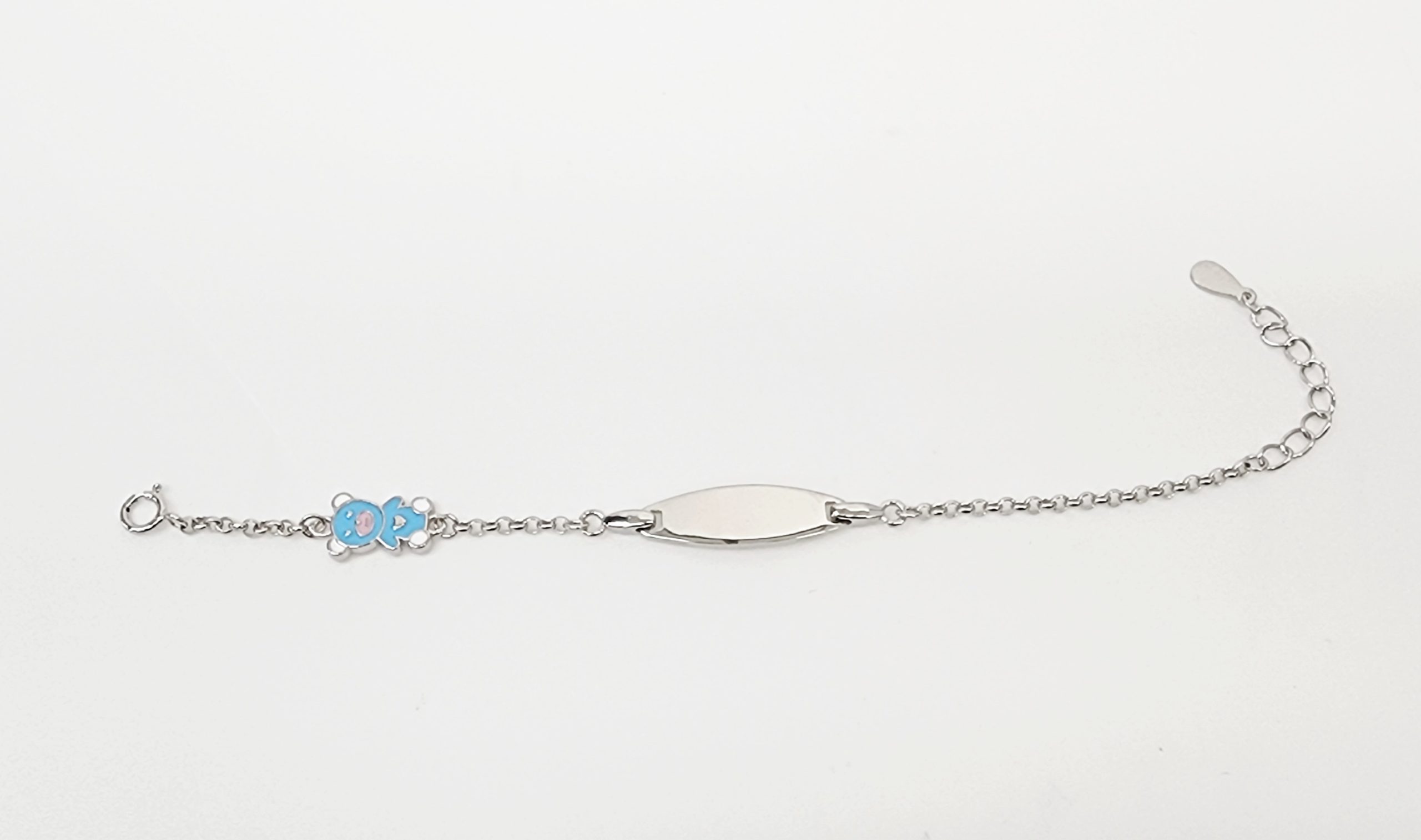 Sterling Silver Kids ID Bracelet with Multicolour Teddy Bear - SSIDKID02 Greenstone?Jewellery 