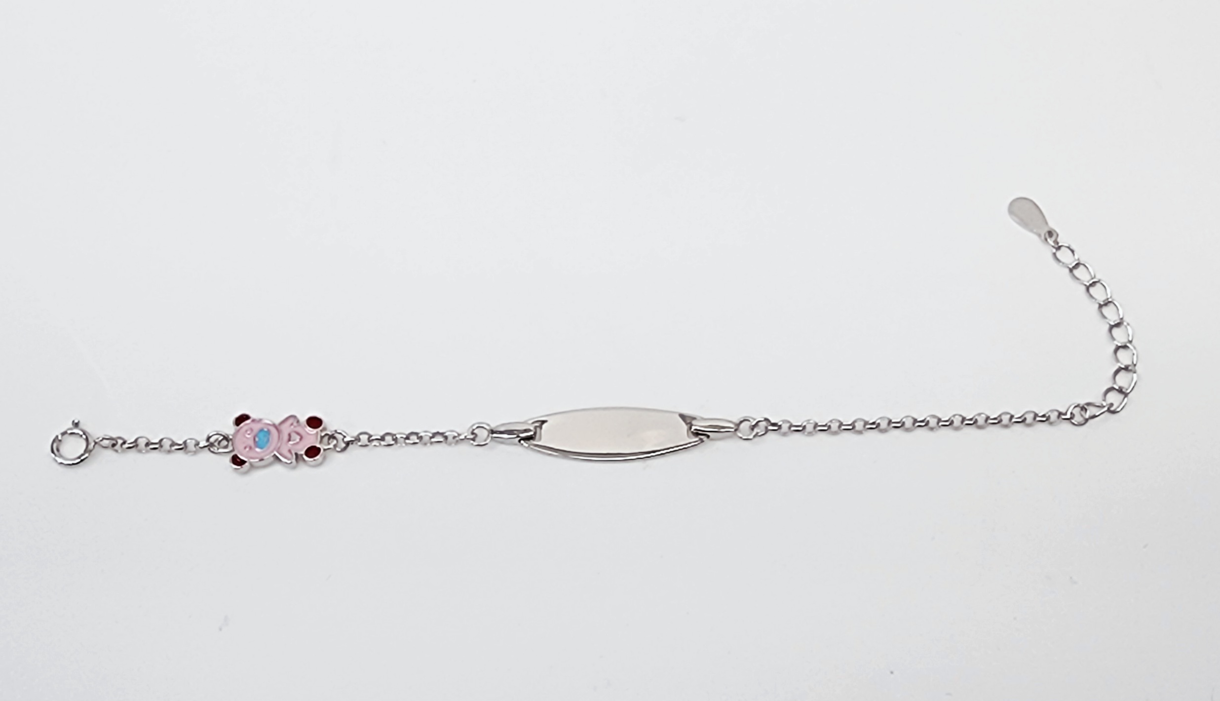 Sterling Silver Kids ID Bracelet with Multicolour Teddy Bear - SSIDKID01 Greenstone?Jewellery 