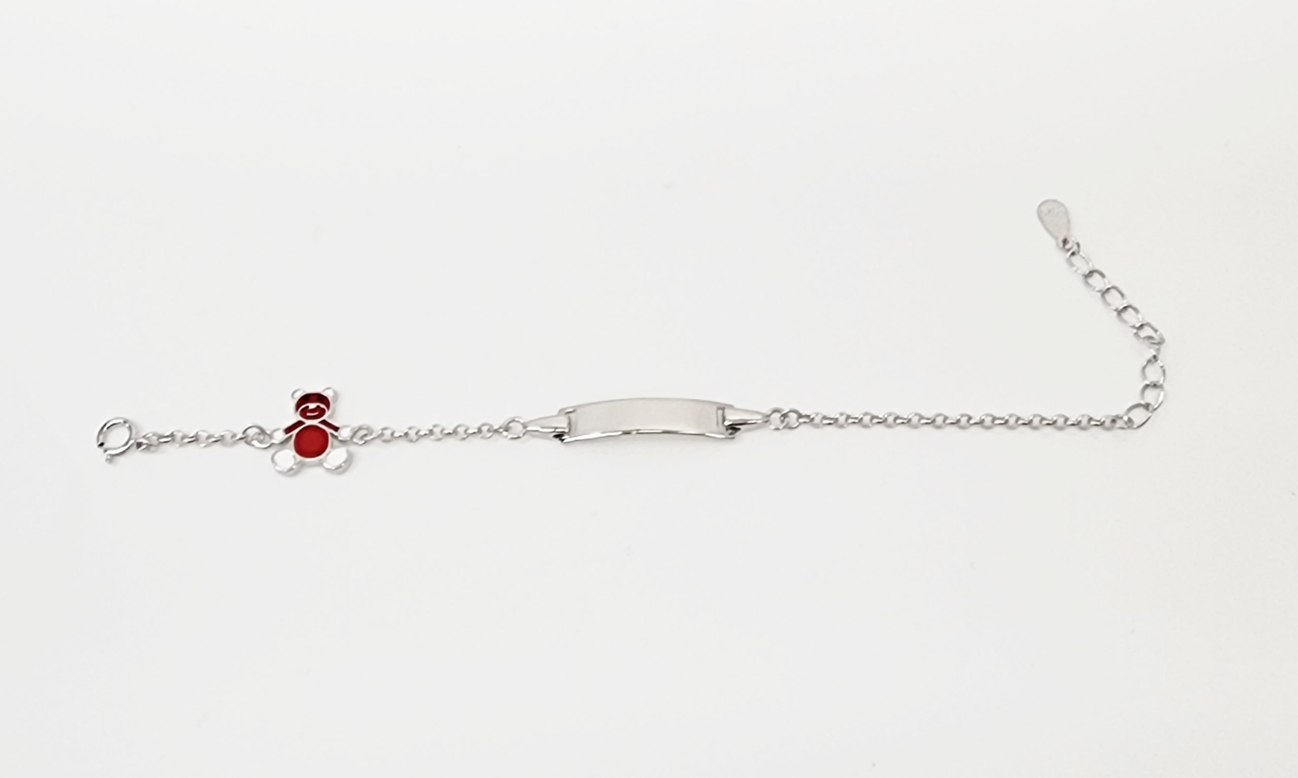 Sterling Silver Kids ID Bracelet with Multicolour Teddy Bear - SSIDKID04 Greenstone?Jewellery 