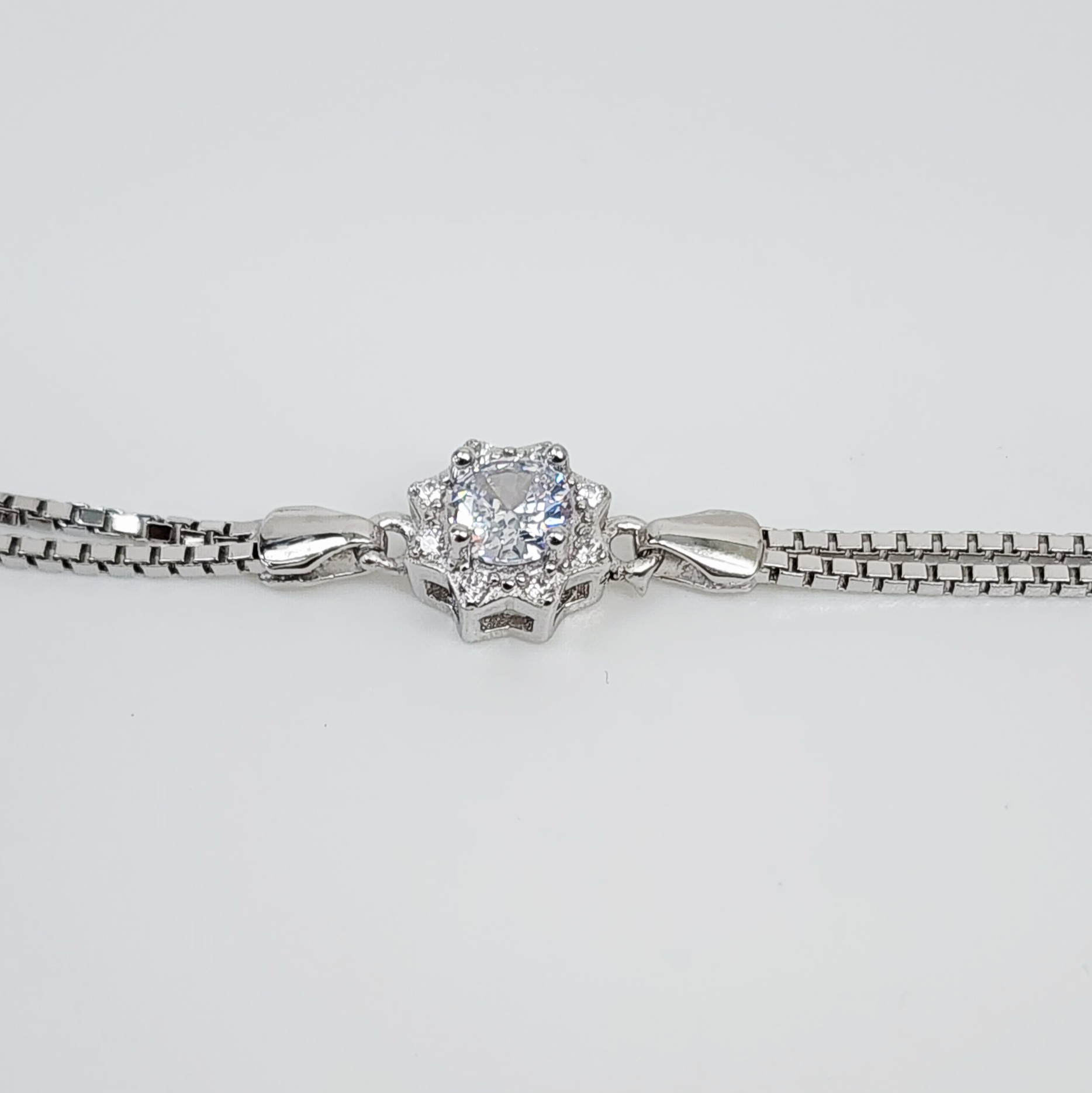 Sterling Silver Cubic Zirconia Set Double Box Chain Link Bracelet 16cm + 3cm - SSCZB01 Greenstone?Jewellery Sterling Silver Cubic Zirconia Set Double Box Chain Link Bracelet 16cm + 3cm - SSCZB01 Greenstone?Jewellery