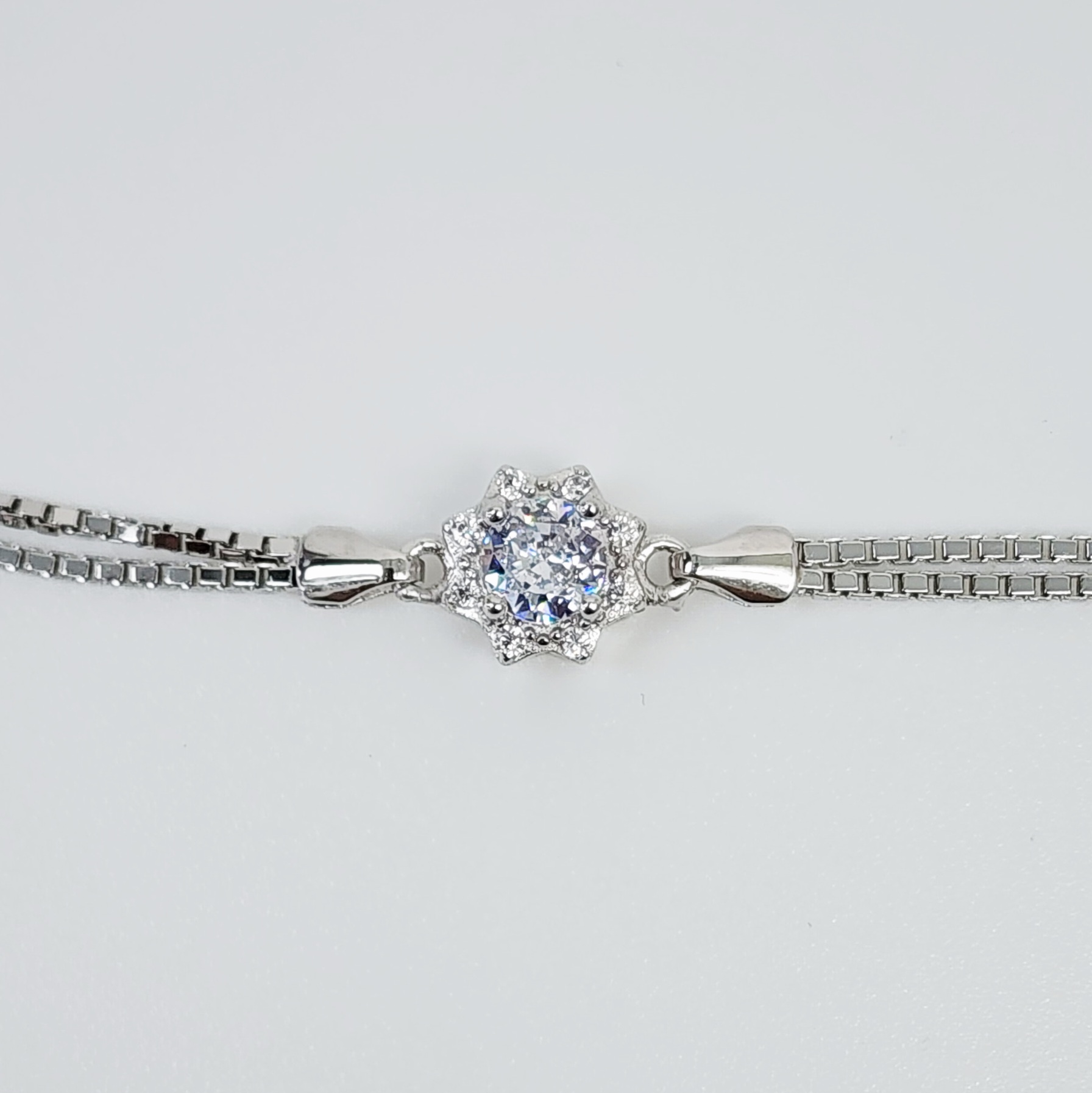 Sterling Silver Cubic Zirconia Set Double Box Chain Link Bracelet 16cm + 3cm - SSCZB01 Greenstone?Jewellery Sterling Silver Cubic Zirconia Set Double Box Chain Link Bracelet 16cm + 3cm - SSCZB01 Greenstone?Jewellery