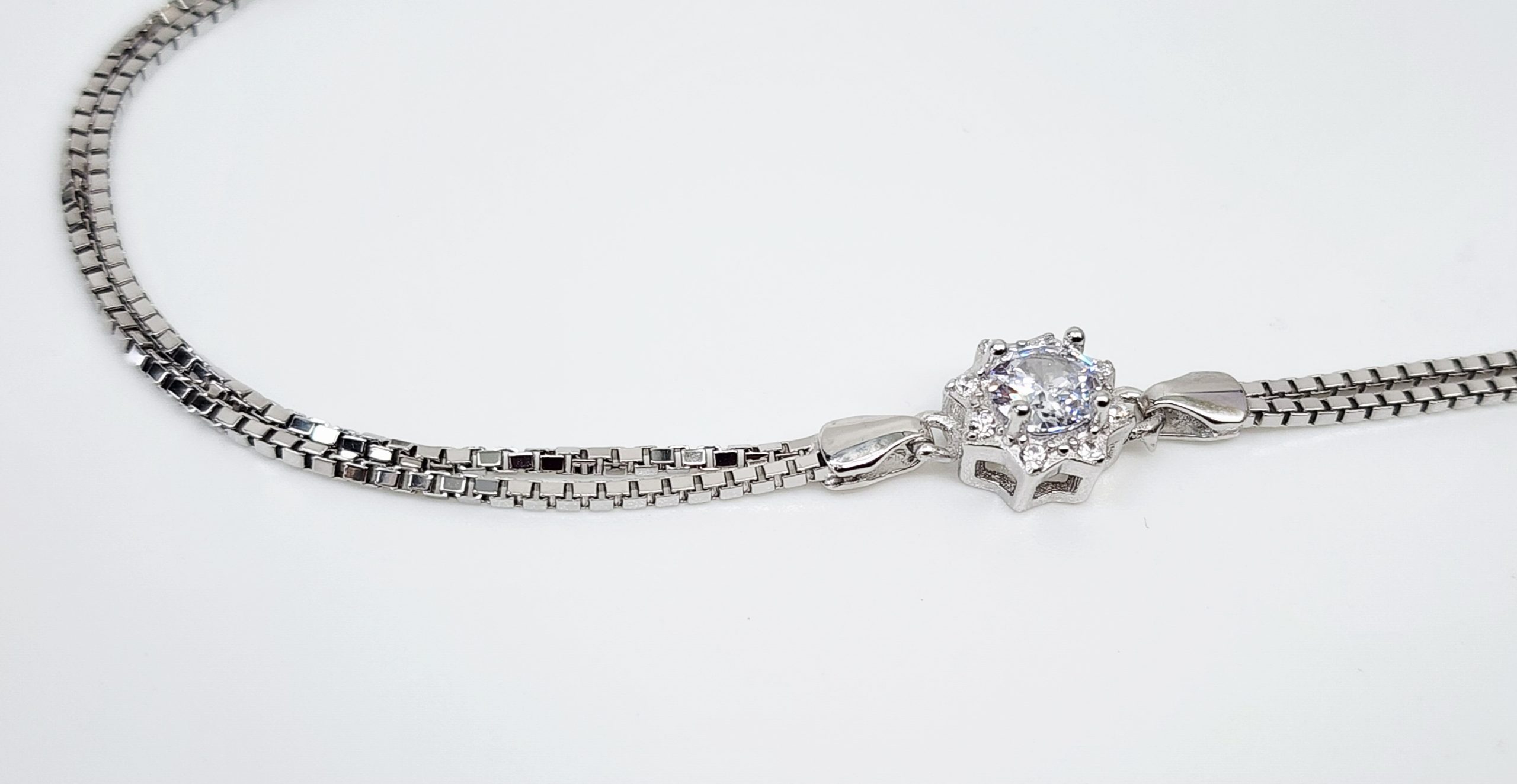 Sterling Silver Cubic Zirconia Set Double Box Chain Link Bracelet 16cm + 3cm - SSCZB01 Greenstone?Jewellery Sterling Silver Cubic Zirconia Set Double Box Chain Link Bracelet 16cm + 3cm - SSCZB01 Greenstone?Jewellery