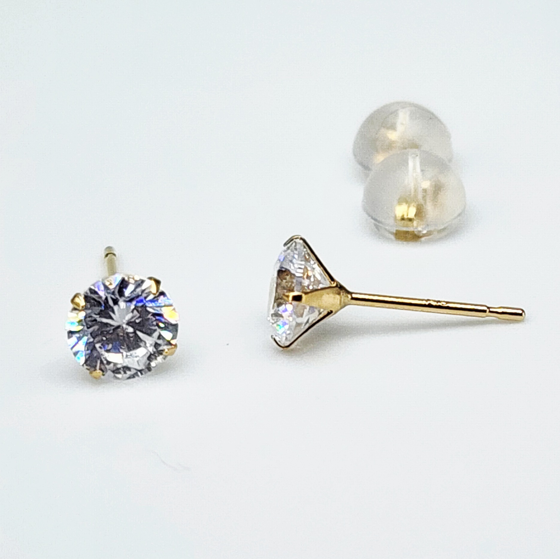 18ct Yellow Gold 5mm Round 4 Claw Cubic Zirconia Stud Earrings - K18-5MMCZ Gold Earrings 