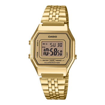 Casio Digital Gold Face, Band, Stainless Steel band - LA680WGA-9D CASIO