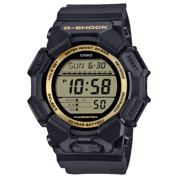 Casio G-Shock Digital Black/Gold, Black Resin 200M WR, 10 Year Battery - GD010GB-1A9 CASIO 