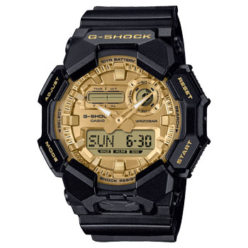 Casio G-Shock Duel Time Black/Gold, Black Resin 200M WR, 10YR Battery - GA010GGB-1A9 CASIO 