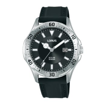 Lorus Gents Black Dial Solar Powered Analog Watch - RX399AX CASIO 