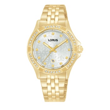 Lorus Ladies Crystal Set Gold Tone 100M WR Dress Watch - RH746BX-9 CASIO 