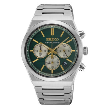 Seiko SSB461P1 — Green Dial Stainless Steel Chronograph, 100m Water Resistance CASIO 