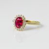 9ct Yellow Gold Oval Ruby & 1.23ct Diamond Cluster Ladies Ring – Lab-Grown Stones
