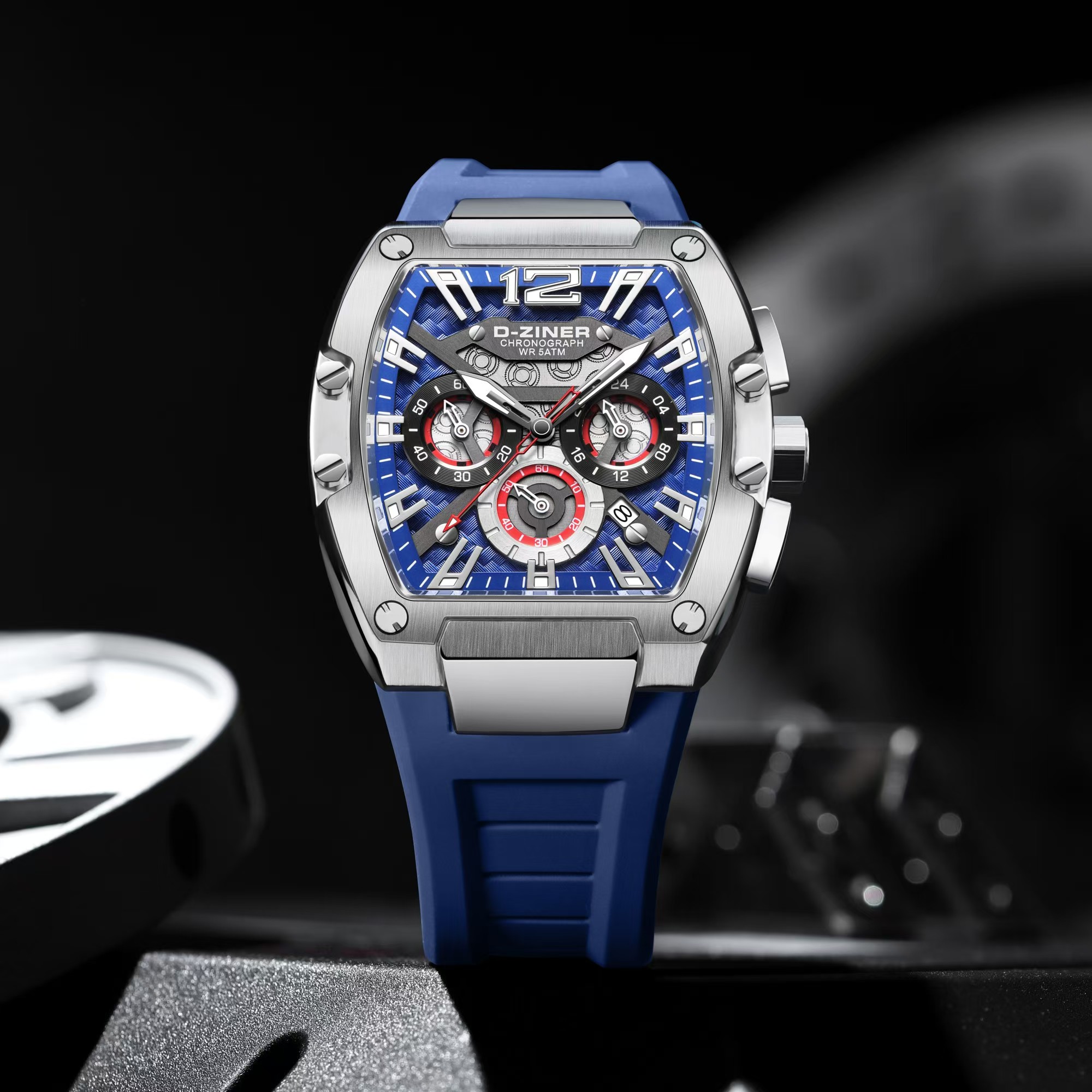 D-Ziner DZ-9051 Men’s Chronograph Watch – Rubber Strap, 50M Water Resistant - BLUESILVER CASIO D-Ziner DZ-9051 Men’s Chronograph Watch – Rubber Strap, 50M Water Resistant - BLUESILVER CASIO