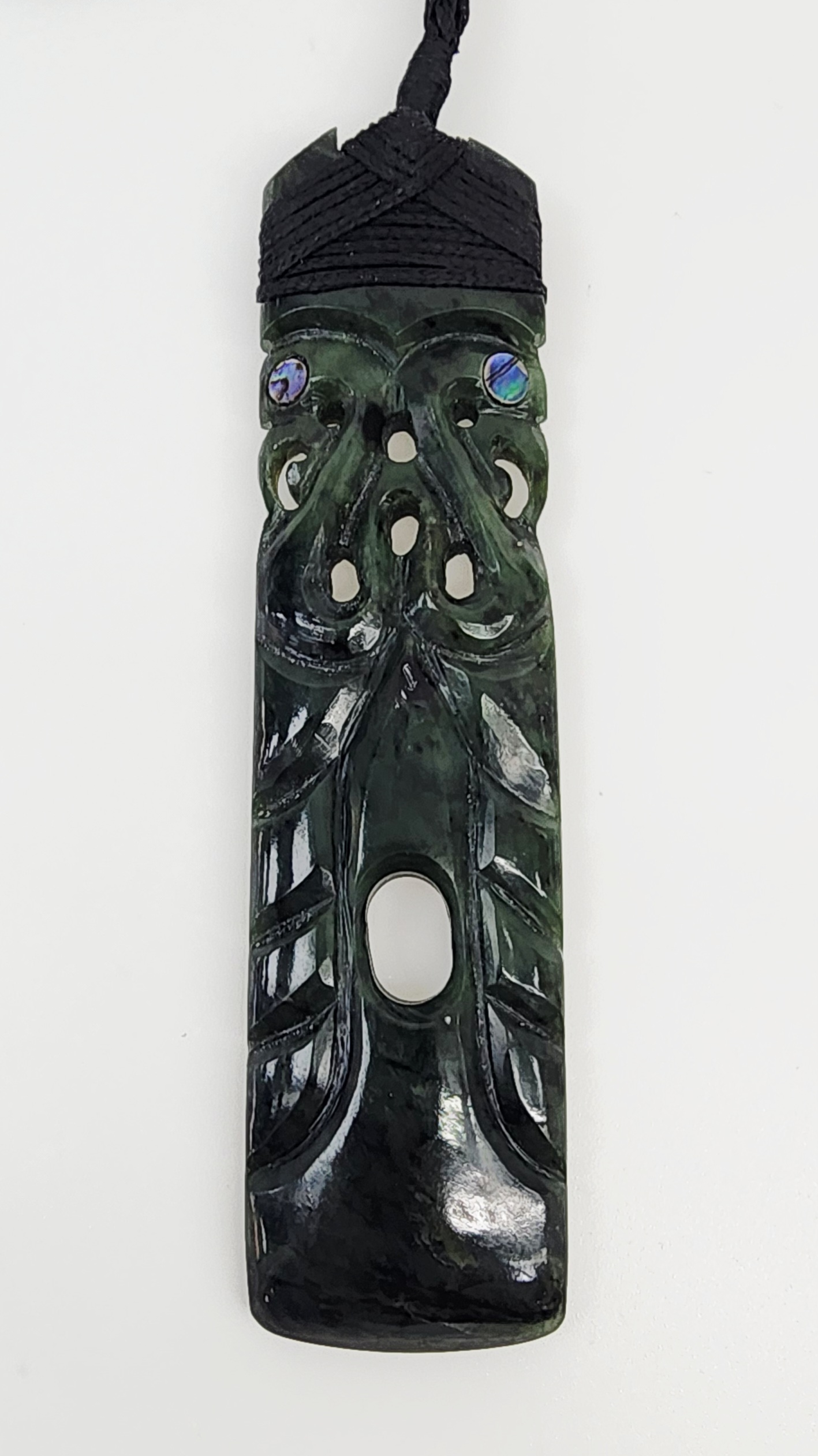 New Zealand Pounamu Carved Double Manaia Toki Necklace - HPN932.135 Greenstone?Jewellery 