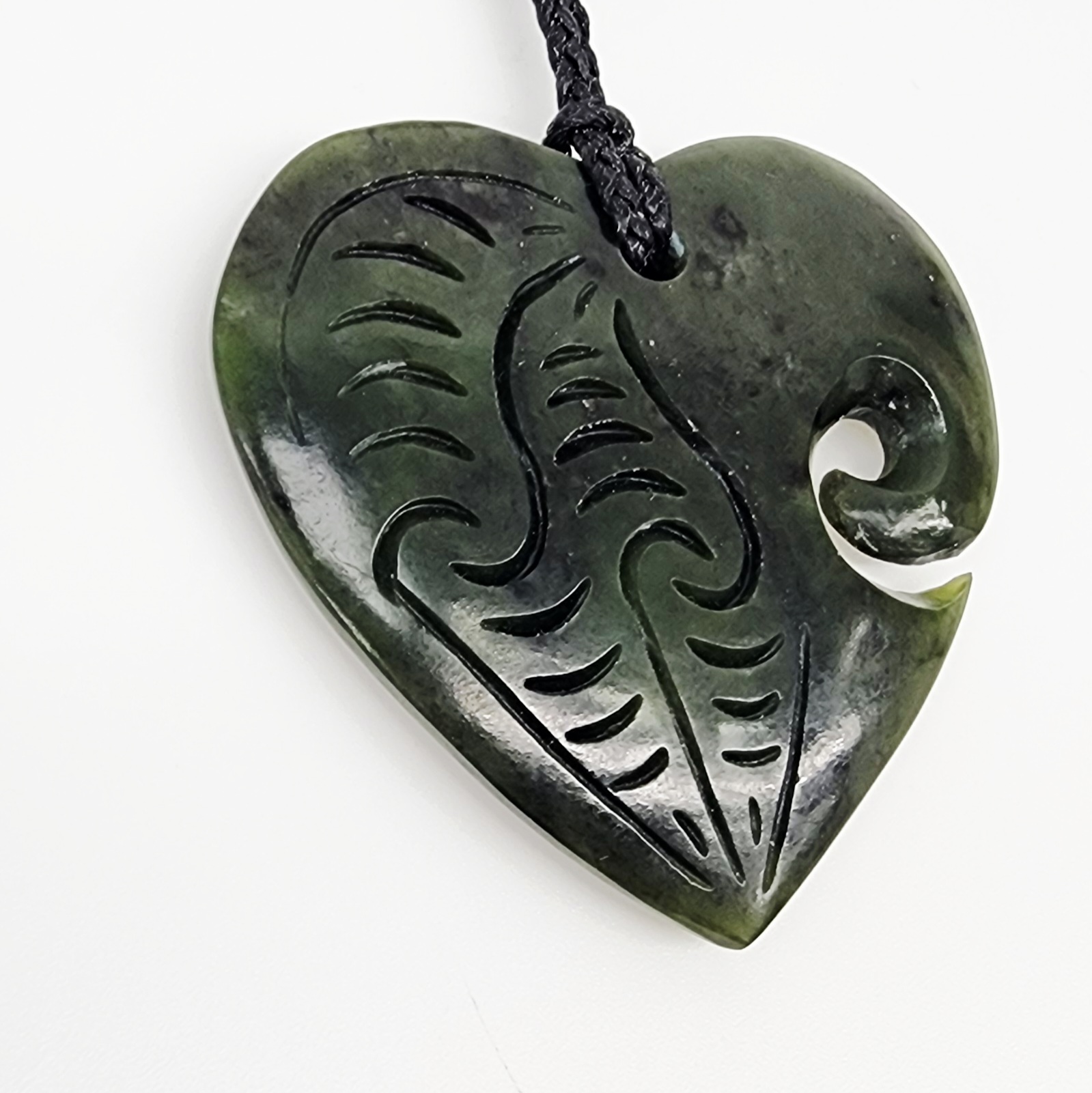 New Zealand Pounamu Engraved Heart with Koru Necklace - HPN321.67 Greenstone?Jewellery New Zealand Pounamu Engraved Heart with Koru Necklace - HPN321.67 Greenstone?Jewellery