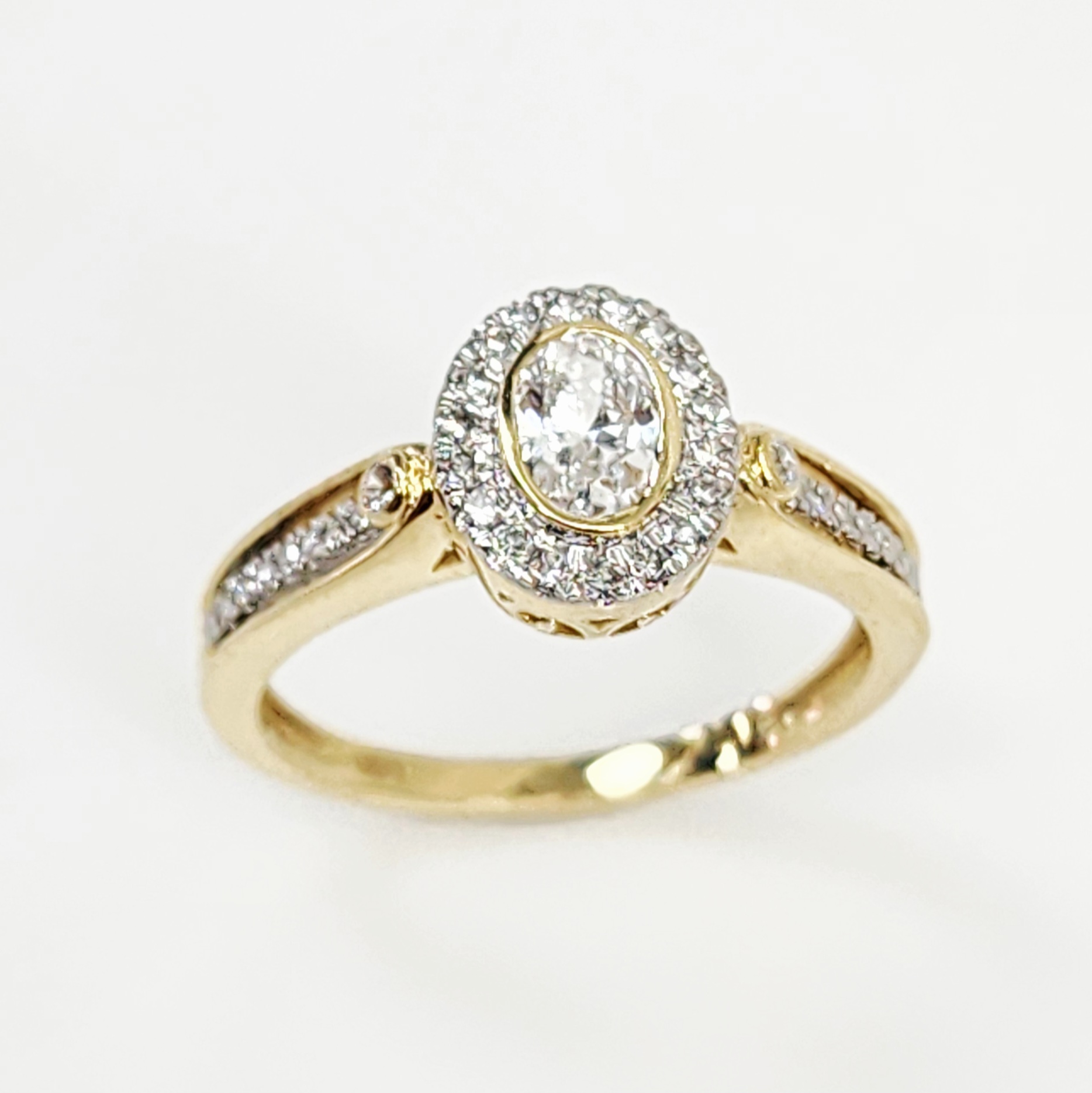 14ct Yellow Gold Lab Grown Diamond Engagement Ring 0.50ct TDW EF/VS – Oval Cut with Halo - LGR44068 Gold Earrings 